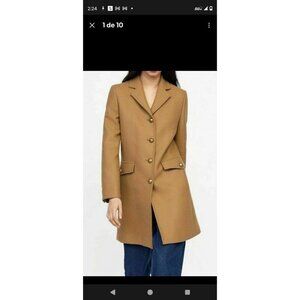 ZARA CAMEL MANTEL MANTEGO METALLKNOPF WOOL SHORT COAT JACKET 2064/744